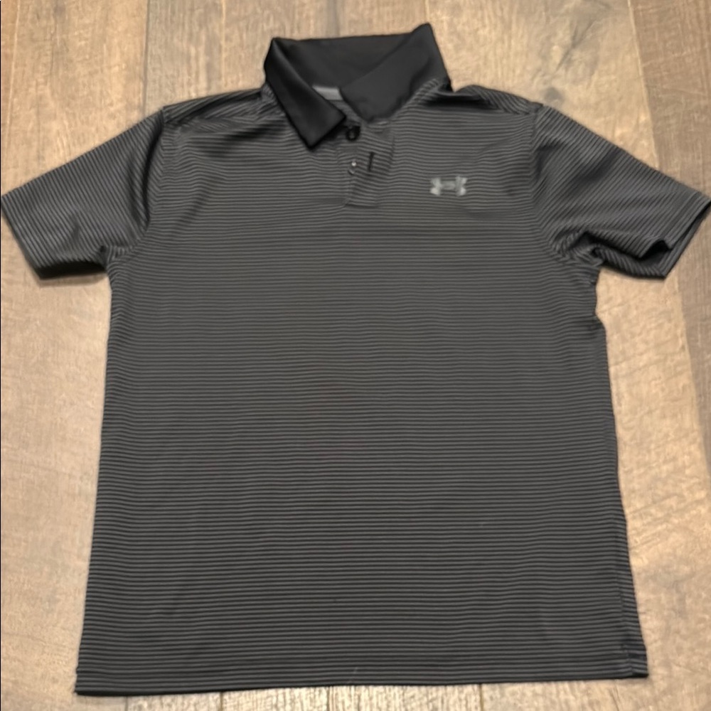 Under Armour Black Polo Shirt Performance Fabric Short-Sleeve